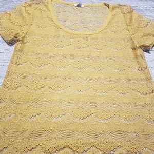 Fossil lace top mustard marigold yellow, XS